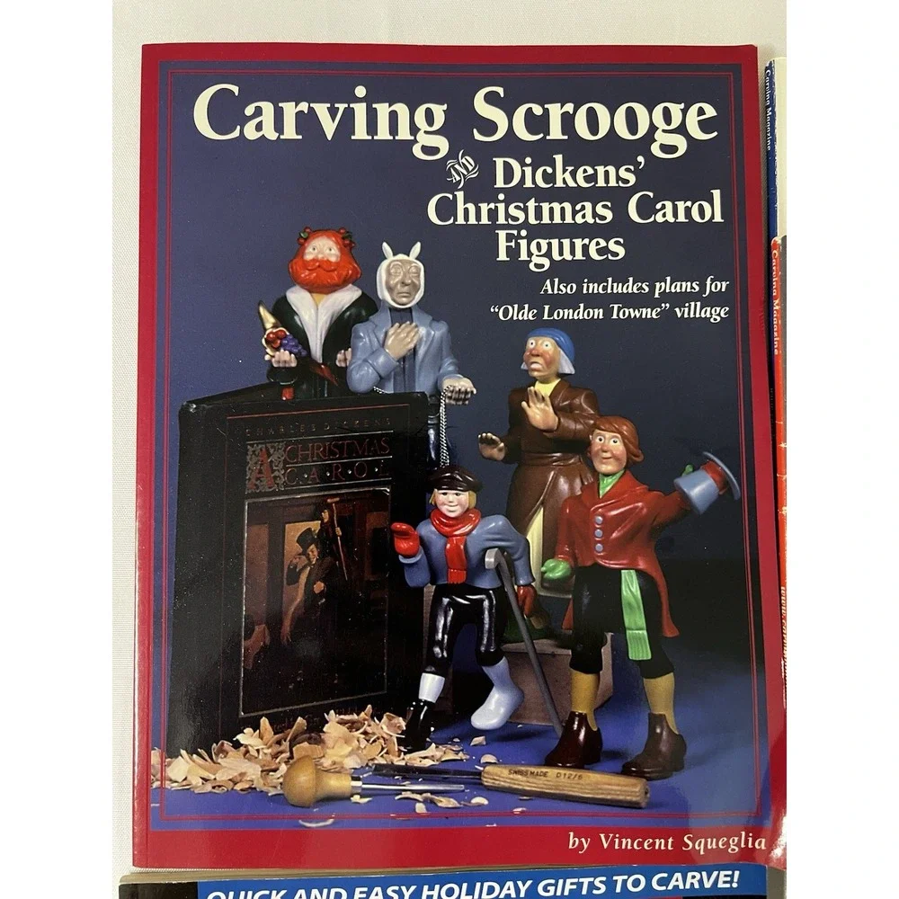 Wood Carving Book & Magazine Lot Chip Chats Christmas Scrooge Patterns